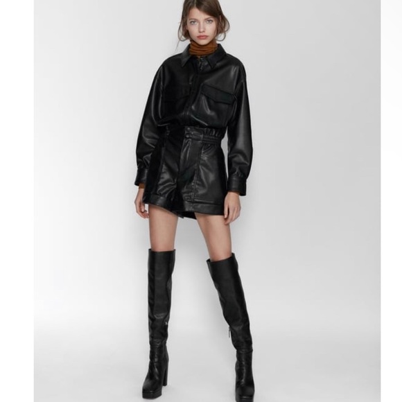 Zara Faux Leather High Rise Stretchy Shorts size XS NWT - Picture 3 of 8